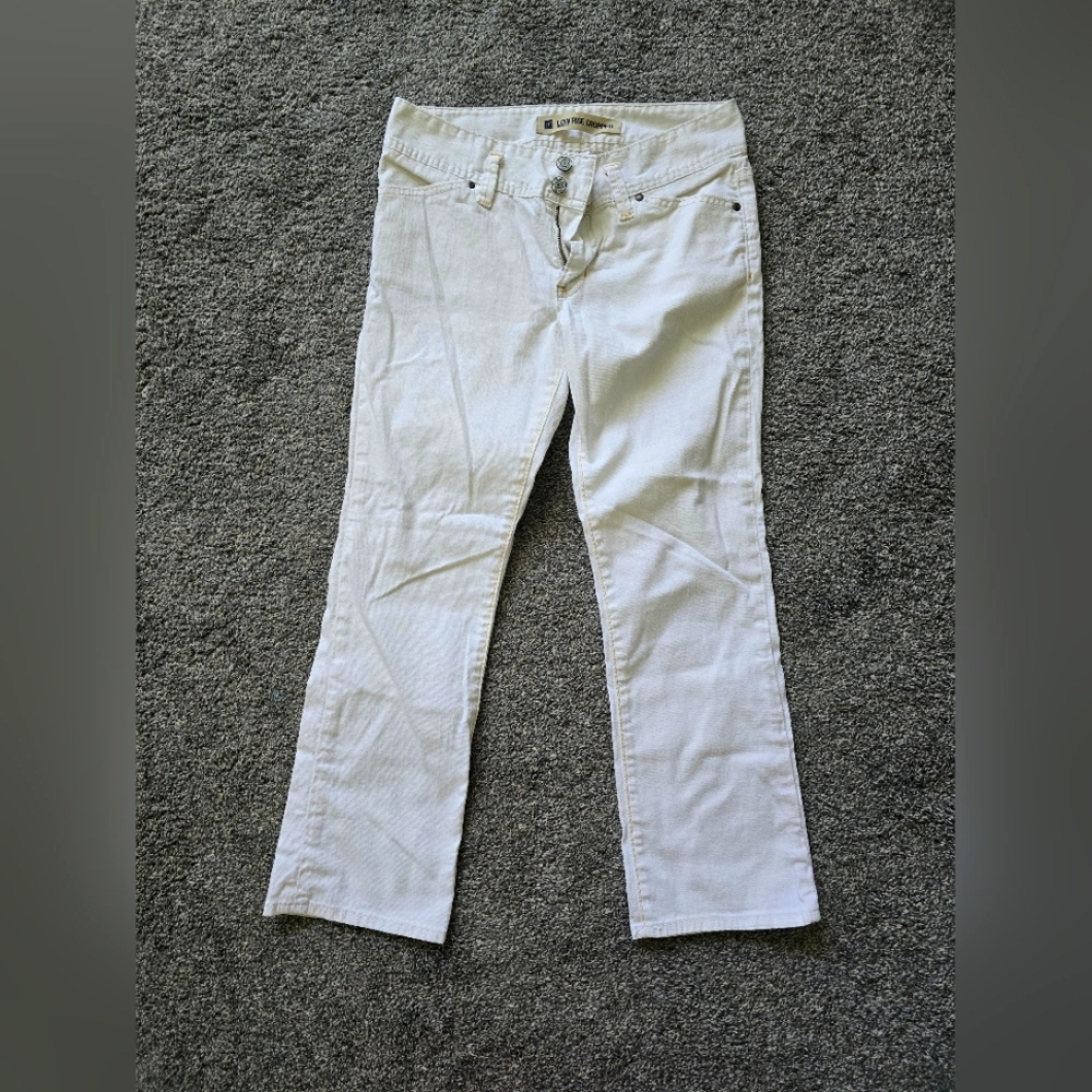 GAP Low Rise Cropped White Jeans